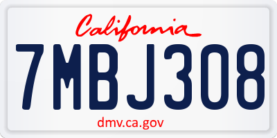 CA license plate 7MBJ308