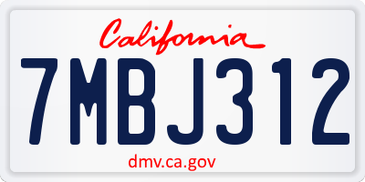 CA license plate 7MBJ312