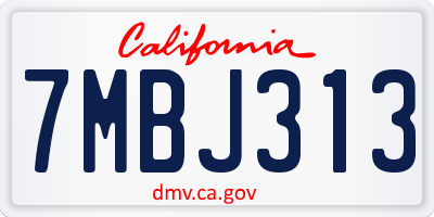 CA license plate 7MBJ313