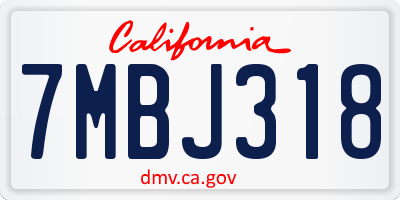 CA license plate 7MBJ318