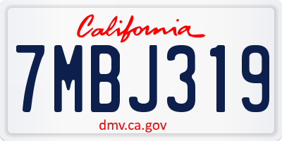 CA license plate 7MBJ319