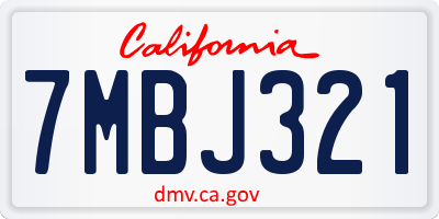 CA license plate 7MBJ321
