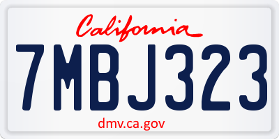 CA license plate 7MBJ323