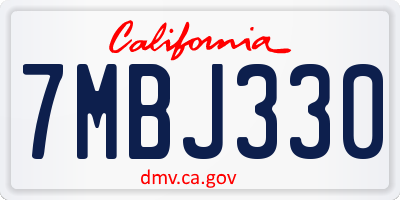 CA license plate 7MBJ330