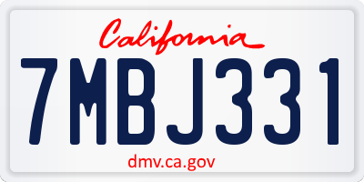 CA license plate 7MBJ331