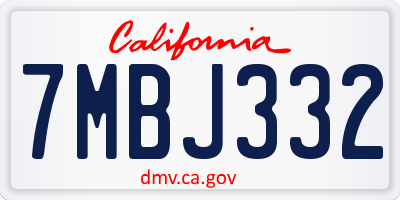 CA license plate 7MBJ332