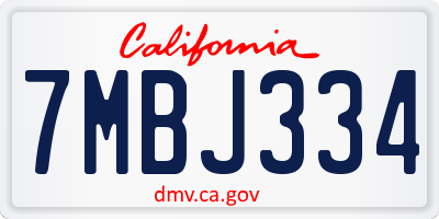 CA license plate 7MBJ334