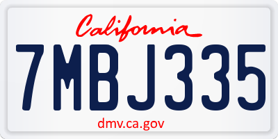CA license plate 7MBJ335