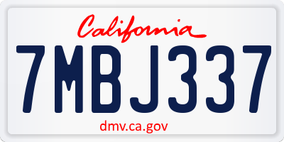 CA license plate 7MBJ337