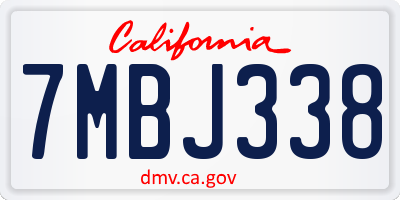 CA license plate 7MBJ338