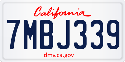 CA license plate 7MBJ339