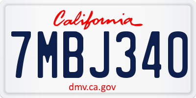 CA license plate 7MBJ340