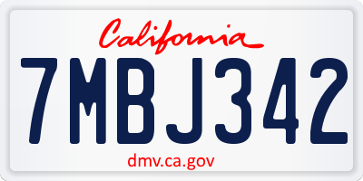 CA license plate 7MBJ342