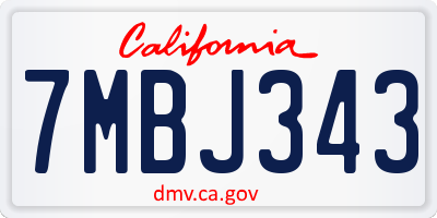 CA license plate 7MBJ343
