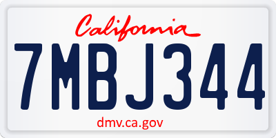 CA license plate 7MBJ344