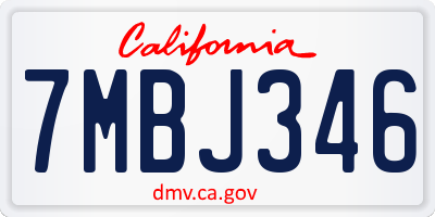 CA license plate 7MBJ346