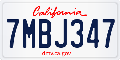 CA license plate 7MBJ347
