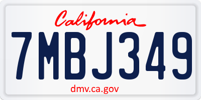 CA license plate 7MBJ349