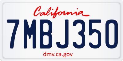 CA license plate 7MBJ350