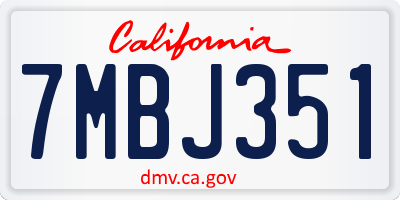 CA license plate 7MBJ351