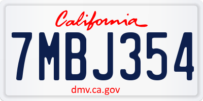 CA license plate 7MBJ354