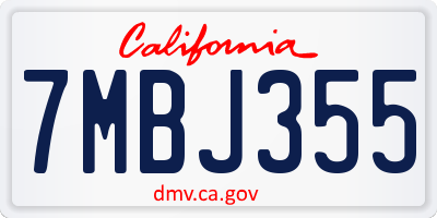 CA license plate 7MBJ355