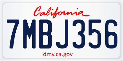 CA license plate 7MBJ356