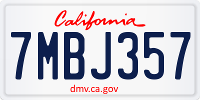 CA license plate 7MBJ357
