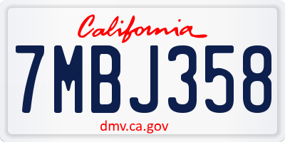 CA license plate 7MBJ358