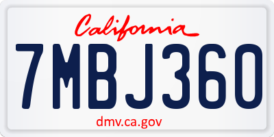 CA license plate 7MBJ360