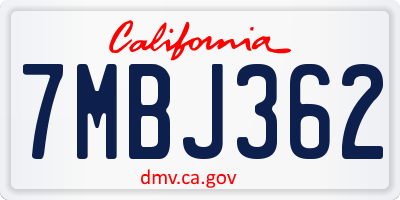 CA license plate 7MBJ362