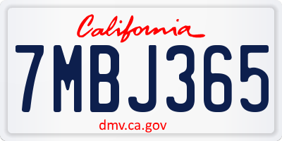 CA license plate 7MBJ365