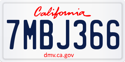 CA license plate 7MBJ366