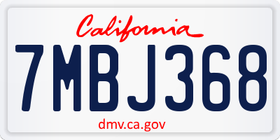 CA license plate 7MBJ368
