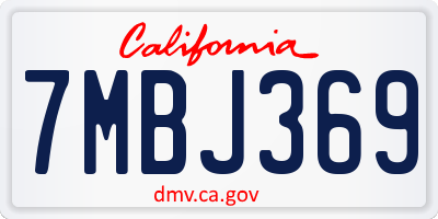 CA license plate 7MBJ369