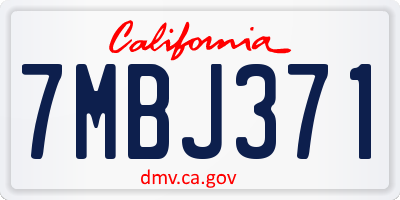 CA license plate 7MBJ371