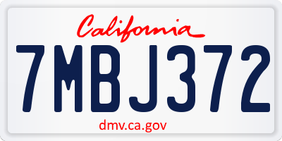 CA license plate 7MBJ372