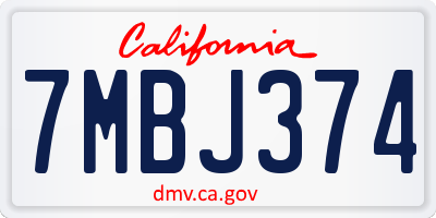 CA license plate 7MBJ374