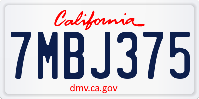CA license plate 7MBJ375