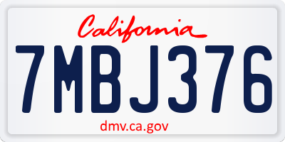 CA license plate 7MBJ376