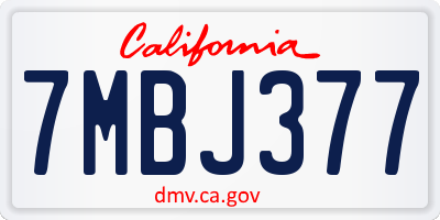 CA license plate 7MBJ377