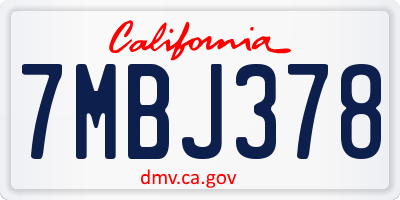 CA license plate 7MBJ378