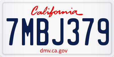 CA license plate 7MBJ379