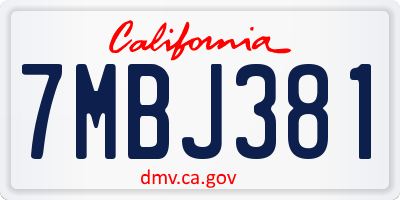 CA license plate 7MBJ381