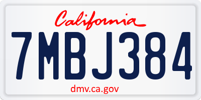 CA license plate 7MBJ384