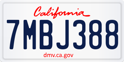 CA license plate 7MBJ388