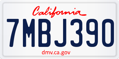 CA license plate 7MBJ390