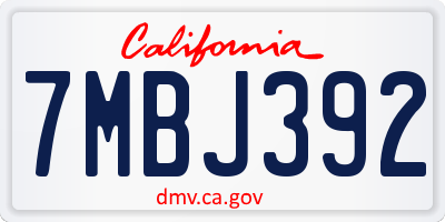 CA license plate 7MBJ392