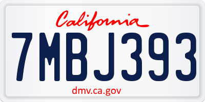 CA license plate 7MBJ393