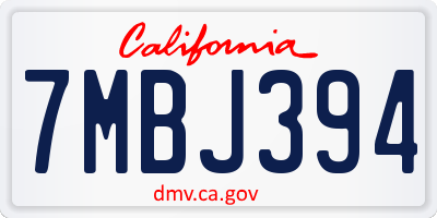CA license plate 7MBJ394